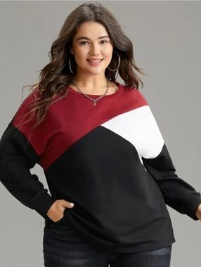 Bloomchic Plus Colorblock Long Sleeve Top